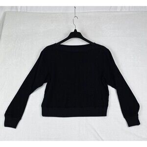 AG Adriano Goldschmied Women’s Black Cotton Rib Collar Terry Sweatshirt Small